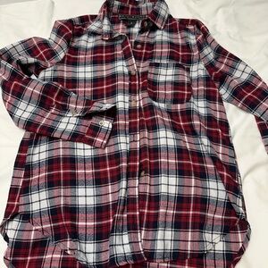 Red and White Plaid Button-Up Shirt